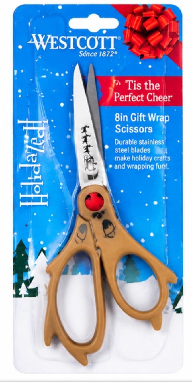Westcott Holiday Pals 8" Reindeer Gift Wrap Scissors Santa Sleigh NEW